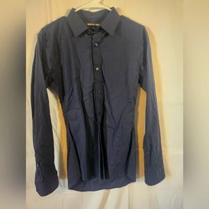 Men's Michael Kors button down long sleeve dress shirt navy blue size Small